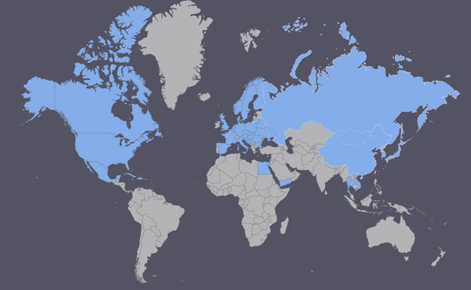 Map of countries visited